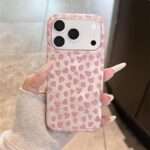 Glossy Heart Print iPhone Case, Pink