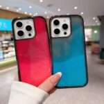Neon Glow Gradient iPhone Case, Red and Blue