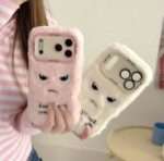 Fluffy Don't Touch My Phone iPhone Case, Pink and Cream