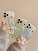 Pearl Dot Wavy iPhone Case (Blue / Green / Clear)