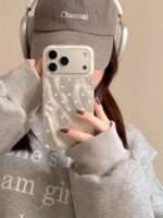 Pearl Dot Wavy iPhone Case (Blue / Green / Clear)