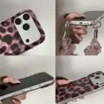 Purple Leopard Star iPhone Case, camera frame, strap rings and side details