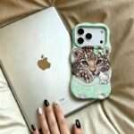 Wavy Leopard Cub iPhone Case, Mint Green