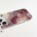 Burgundy Marble Shimmer iPhone Case, side view