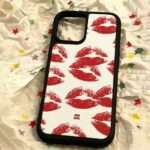 Red Kiss Print iPhone Case, white background