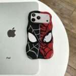 Black and Red Split Mask Wavy iPhone Case