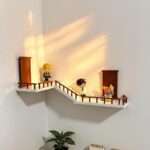 Miniature Stairs Corner Wall Shelf with Doors