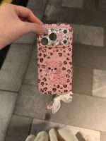 Pink Leopard Rhinestone iPhone Case