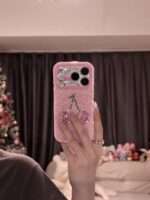 Pink Glitter Cherry Rhinestone iPhone Case
