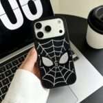 Embroidered Spider Hero Glow iPhone Case, White Web