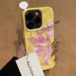 Pink Lily Wavy iPhone Case, Yellow