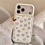 Bow & Flower Leather-Look iPhone Case, Blue Flower