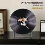Retro Vinyl Record Desk Clock with Metal Stand, Portrait Record