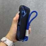 Rugged Shockproof iPhone Case with Wrist Strap, Blue
