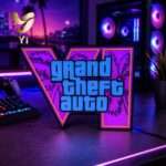 Gamer RGB LED Light Box Sign, purple and blue glow