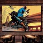 Gamer Wall Tapestry, Biker Sunset design