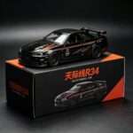 R34-Style JDM Street Racer Diecast Car (Silver / Black) - Black Red