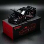 R34-Style JDM Street Racer Diecast Car (Silver / Black) - Black Red 2